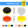 Kit de Polissage Voiture 80mm (17 Pièces) - Pad et Disque avec Adaptateur M10 pour Perceuse - Tampons de Polissage et Cire de La