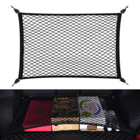 Filet de Rangement 80x100cm Peut Être Étendu Jusqu'À 210×140cm Filet Coffre Voiture Filet de Rangement Coffre avec 4 Crochets Ha
