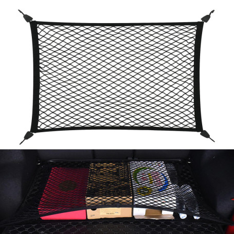 Filet de Rangement 80x100cm Peut Être Étendu Jusqu'À 210×140cm Filet Coffre Voiture Filet de Rangement Coffre avec 4 Crochets Ha
