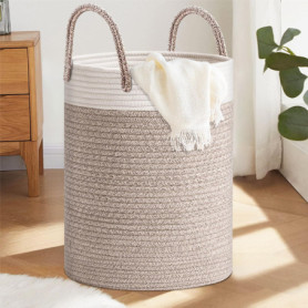 ZLPBAO Corbeille à Linge Panier à Linge en Coton Tissé Panier de Rangement 40L Boho Corbeille a Linge de Qualité Supérieure avec