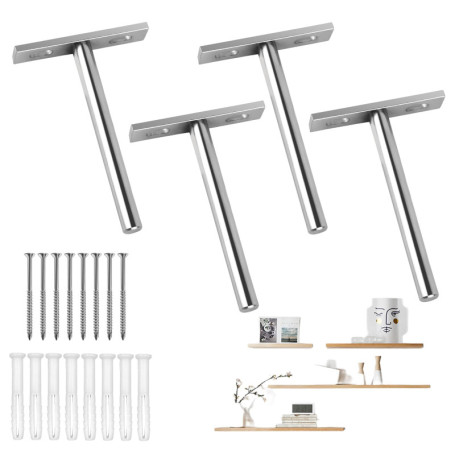 Support Etagere Invisible, Fixation Invisible pour Étagère Mural en Bois, Supports en Métal pour Étagère Flottante, Etagere Mura