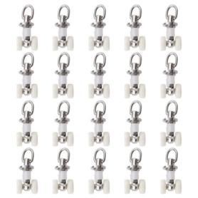 PETSOLA 20 Pièces Rouleaux de Rail Planeur de Voie de Rideau Plastique Twin à roulettes en Alliage d'aluminium