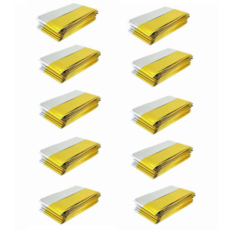 TENQUAN 10 Pcs Couverture de Survie, 210cm x 160cm Couverture Survie Extra Large Mylar Argent Doré Couverture Kit de Survie Ther