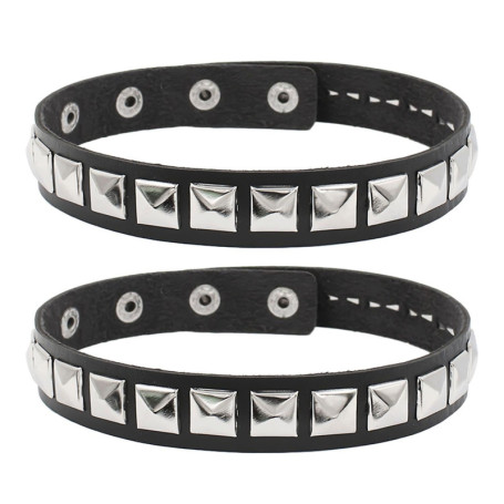 Tour De Cou à Clous 2 Pièces, Bracelet à Clous en Cuir, Tour De Cou à Clous Punk, Bracelet Clouté en Métal Lourd Rock, Bracelet 