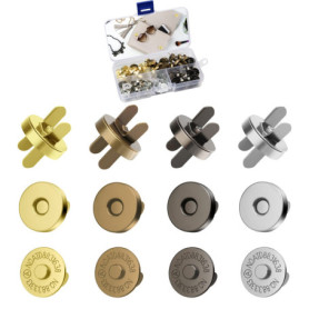 18mm/0.7in Fermoir Magnétique Bouton,24 Piecès Boutons Magnétiques 4 Couleurs Bouton Pression Aimanté Circulaire Pression pour S