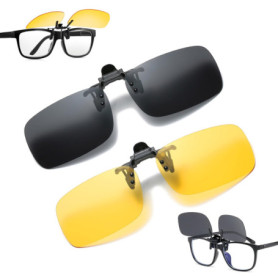 SYEYCW 2 Pièces Clip Lunettes de Soleil Polarisées, 1 Vision de Jour et 1 Vision de Nuit Lunettes de Soleil, Anti-Eblouissement,