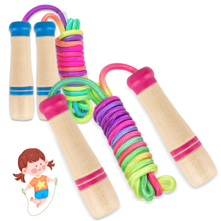 Yolistar 2 pièces Corde a Sauter Enfant,Corde à sauter arc-en-ciel pour enfants,250CM Sauter Réglable,corde à sauter avec poigné