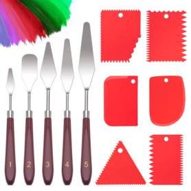 MumdoYAL 11 pièces Couteau Peinture,Spatule Peinture,5 Couteaux de Palette, 6 Couteaux à Racler pour Acrylique