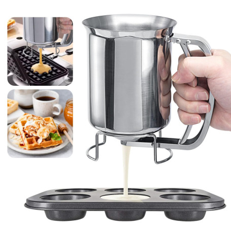 Bczhieulw Shaker Crepes， Distributeur de Pâte,Séparateur de Pâte, Distributeur d'Entonnoir, 800ml, pour Gâteaux, Muffins, Gaufre