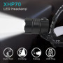 Lampe frontale rechargeable 200000 lumens, lam0pe frontale à LED super brillante XHP70.2, réglage de la mise au point 3 modes ph