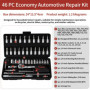 SOSINYA 46 pcs Cr-V Kit de Cle plate a cliquet et Clé à douille,Clé à Cliquet 1/4" 72 dents,Clé plate à cliquet avec Boite a out