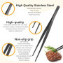 2 PCS Pinces de cuisson inox longues，Pince Cuisine Inox Professionnel，Pince de Chef, pince à barbecue，pour Cuisiner Griller et C