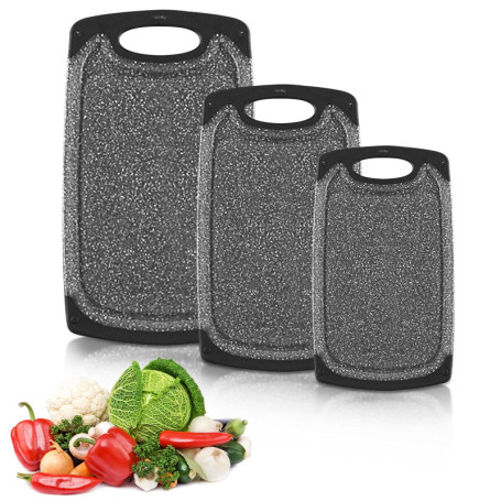 Planche à découper,Set de 3 Planches à découper,Planches à Découpe,avec Rainure de Jus,Différentes Tailles Pour Toutes les Occas