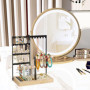 YUTUY Porte Bijoux Présentoir à Bijoux en Metal et Bois Durable,Porte-Bijoux avec Plateau et Crochets,porte collier,Rangement Bi