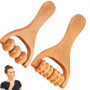 Rouleau Masseur,2 Pièces Rouleau De Massage en bois,Rouleau de Massage Balle,Masseur Anti-cellulite,Massage Visage Tete Appareil