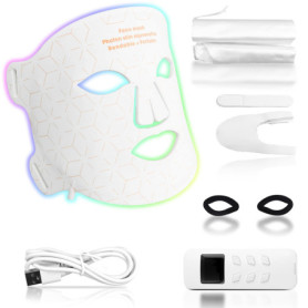 Masque Led Visage,Masque Luminothérapie Visage 4 Couleurs,Masque Facial LED Rouge Silicone,Masque Thérapie Lumière Proche Infrar