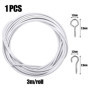 3M Cable pour Rideaux,Blanc Cable Rideau,avec 4 Pièces Boulons à Oeil et 4 Pièces Crochets à Visser, Fil de Rideau,pour Une Util