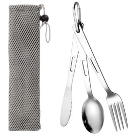 Lot de 3 couverts de table,Couverts en Acier Inoxydable,avec Couteau, Cuillère,Fourchette,couvert camping,boite a couvert transp