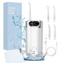 Jet Dentaire Hydropulseur Portable, 300 ML Water Flosser avec 5 Modes de Pression d'eau et 4 Embouts Remplaçables Étanche IPX7 P