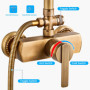 AIMOYO Colonne de Douche Laiton Antique Ensemble de Douche Monocommande, Système de Douche Rétro Doré, Mitigeur Douche Colonne H