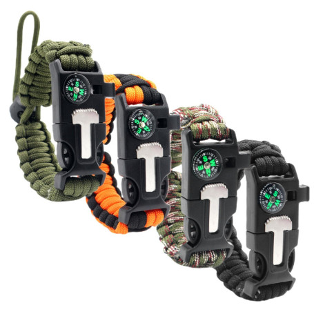 Bracelets de Survie en Paracorde, Bracelet Paracorde Survie pour Homme Femme, 5 in 1 Allume-feu en silex et Acier, Sifflet, Bous