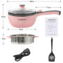 Audecook Petite Poêle électrique avec Cuiseur Vapeur (U(Rose/Avec Cuisson à la vapeur))