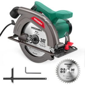 HYCHIKA Scie Circulaire, 1300 W 4500 RPM 185 mm Scies Circulaires Électriques Filaire, Moteur Haute Puissance, Profondeur de cou