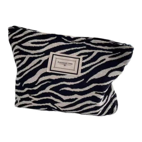 YKKJ Trousse à Cosmétiques en Toile Sac Cosmétiques Trousse de Toilette de Voyage à Imprimé Zèbre de Grande Capacité, Adaptée au