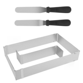 Cadre Patisserie Rectangulaire, Extensible Moule Carré, Moule Rectangulaire Patisserie en Acier Inoxydable, Cadre Patisserie Ext