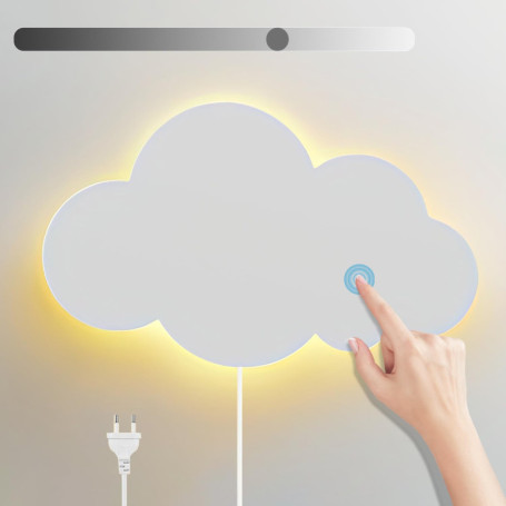 LED Applique Murale avec Interrupteur Tactile Veilleuse Enfant Dimmable Lampe Murale avec Prise Blanc Chaud Interieur Lampe de C