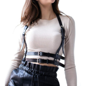 Drglynh Ceinture Punk En Cuir Taille Corps Poitrine ChaîNe Noir Goth Gilet Collier De Corps Pour Femme Filles Cosplay Party Rave