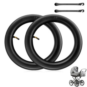 mizikuu 2 Pièces Chambre à Air, 10" 10 x 2/2,125 Tuyaux avec AV angle 45°/45° avec 2 Démonte-Pneu, Tuyau Sans Couture En Noir Tu
