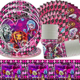 Doyomtoy Vaisselle de fête pour enfants,Set de Vaisselle pour Fête d'Anniversaire,61 Pièces Vaisselle Papier Set Assiettes en Pa