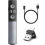 Métal Telecommande Ordinateur Powerpoint USB/Type C 2 en 1 avec Volume, 2.4GHz Rechargeable Presentation Cliqueur Zapette Powerp