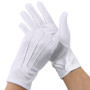 MATORD Gants Blancs Surpiqués en Nylon - 2 Paires Avec Boutons Pression pour Policier, Formel Smoking, Inspection de Bijoux