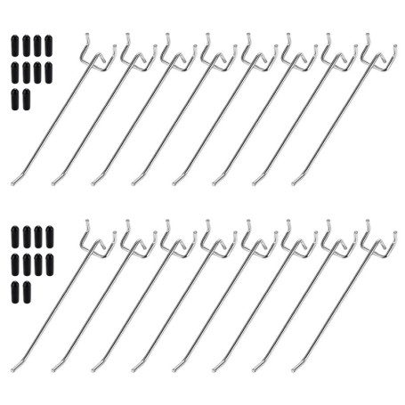 Ysmorla 20 Pièces Crochets pour Panneaux Perforés, Crochet Simple Ensemble Panneau Perforé Crochets Muraux Métal pour Étagères d