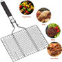 Panier à Rôtir à Poisson, Panier de Barbecue en Acier Inoxydable, Pliable, Portable, Accessoires Inoxydables Panier pour Barbecu