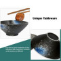Sosayet Bols à ramen en céramique, 2 Ensembles bol japonais vintage avec baguettes et cuillère, bol en céramique pour Ramen, sal