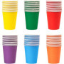 6 couleurs au hasard Lot de 60 gobelets en carton - 250 ml - Multicolores - Biodégradables - Jetables - Pour mariage, enfants, b