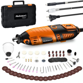 Akdomart Outils Rotatifs Multifonction, 200W Kit Outil Rotatif, outil multifonction avec 135 accessoires, 6 vitesses réglables, 