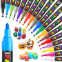 LUZOON Marqueur Peinture Acrylique, 18 Couleurs Marqueur acrylique Ensemble de Stylos de Peinture à L'encre à Base D'huile à Séc