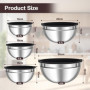 Bols à mélanger en Acier Inoxydable, Lot de 5 Saladiers avec couvercles hermétiques, 0.7L/ 1.1L/ 1.5L/ 2.7L/ 4.5L Empilables et 