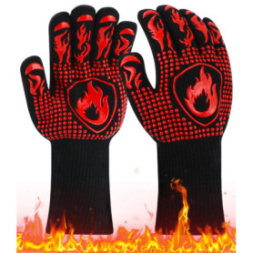 Gants de Barbecue Gants Anti Chaleur Jusqu'à 800°C Gants de Barbecue Universel Gants pour Barbecue Antidérapants Gant de Cuisine