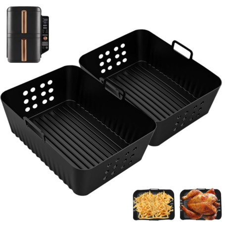 2 pièces Moule Silicone Air Fryer pour Ninja Foodi Dual Zone AF400EU 9.5L, Accessoires Air Fryer pour Ninja Double Stack XL SL40