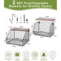 Zaxiva 2 Etages Corbeille a Fruit, Panier a Fruit etagere de murale cuisine, Rangement de cuisine empilable, Avec un Couvercle e