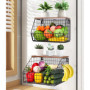 Zaxiva 2 Etages Corbeille a Fruit, Panier a Fruit etagere de murale cuisine, Rangement de cuisine empilable, Avec un Couvercle e