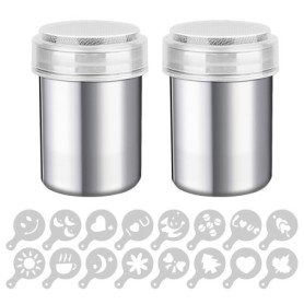 2 Saupoudreuse Sucre Glace, Saupoudreuse Cacao, Sucrier Pour Sucre en Poudre, avec Couvercle, Adaptés à la Poudre de Matcha,Caca