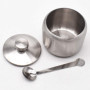 Yueser Sucrier en Acier Inoxydable, 2pcs Petit Bol à Sucre Pot à Épices avec Couvercle et Cuillère pour Maison et Cuisine Sel Su