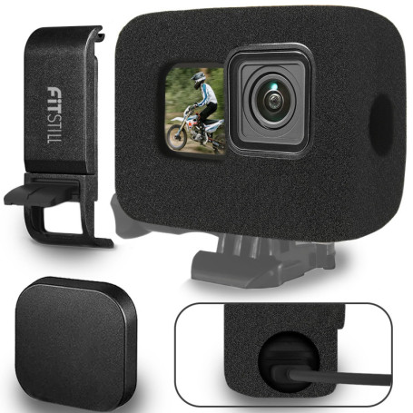 FitStill Windslayer Housse de Protection Coupe-Vent pour Go Pro Hero 13, 12, 11, 10, 9 - Mousse Noire Réduction du Bruit du Vent