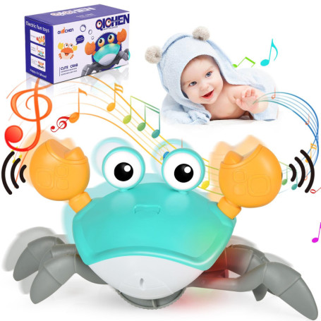 Crabe Qui Marche Bebe,Jouet Bebe 1 an,Jouet Rampant Amélioré pour Bébé,avec Interrupteur de Contrôle du Son et de La Vitesse,Rec